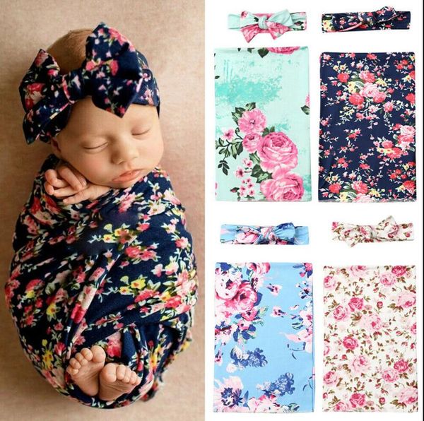 

2pcs newborn baby girl cotton soft swaddle muslin blanket infant floral wrap swaddling blanket sleeping bags