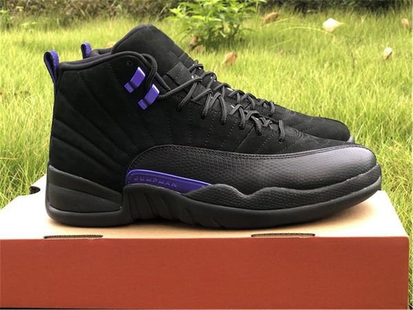 

air authentic 12 dark concord basketball shoes men black purple real carbon fiber outdoor sports sneakers ct8013-005 with original box