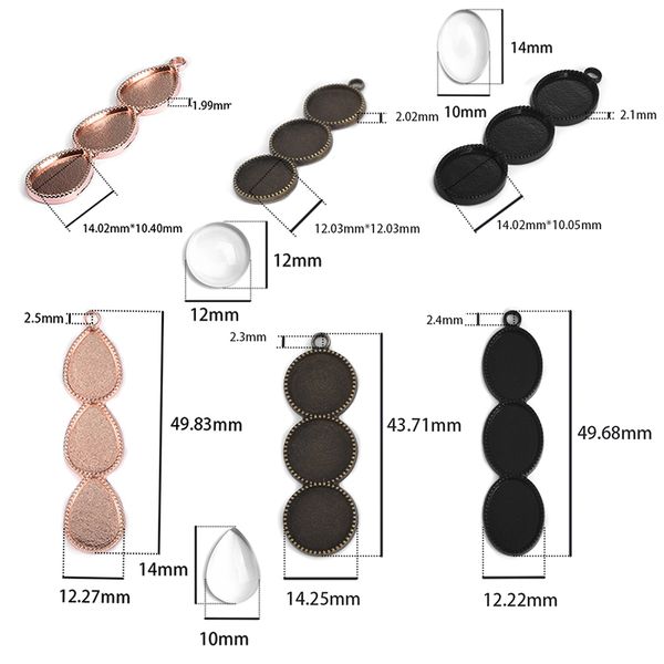 

10pcs earring cabochon base settings 12mm round oval drop pendant blanks with glass cabochon for diy jewelry making accessories