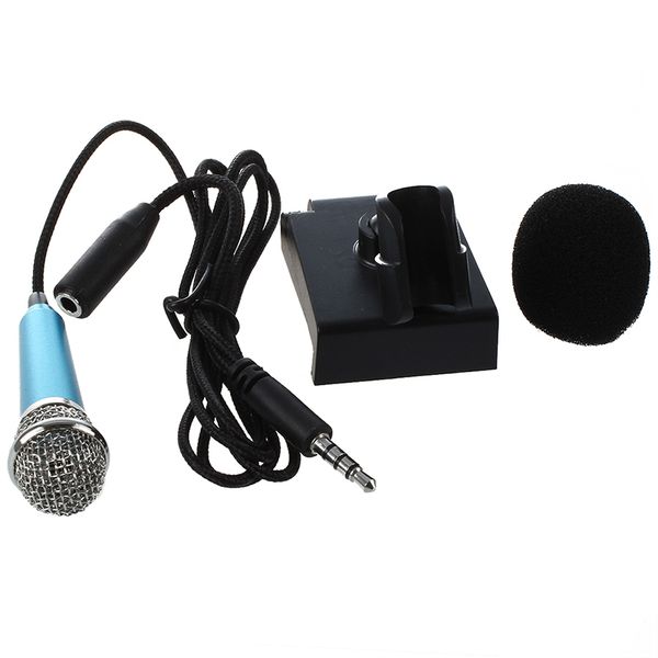 

microphones mini hand microphone for voice recording, internet chat on smartphone, notebook or tablet, with 3.5 mm mic cable and stand (