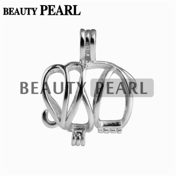 

animal charm cage locket wish pearl gift 925 sterling silver jewelry elephant cage pendant 5 pieces