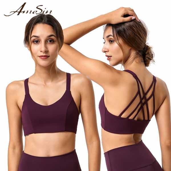 

women sports bra back brathable fitness push up female yoga bra running vest gym crop underwear sports wear amesin, White;black