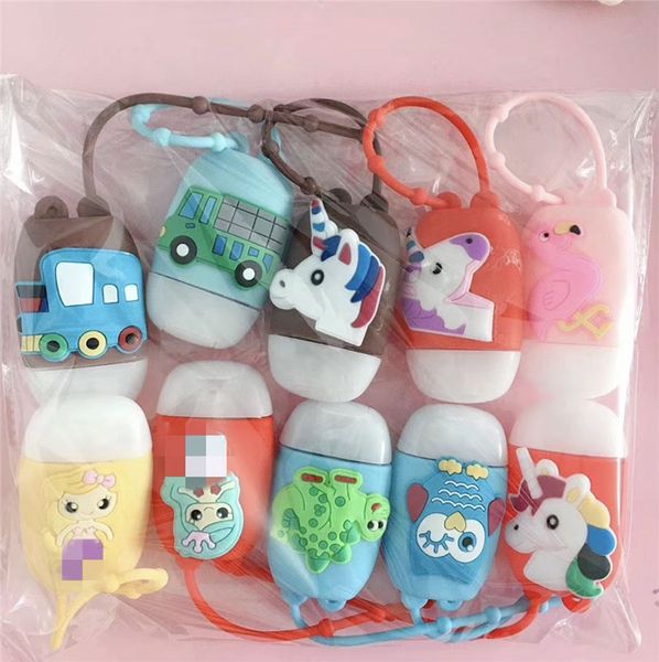 

30ml cartoon silicone hand sanitizer bottle holder perfume bottle and silicone protective cover set random pattern e92107, Blue