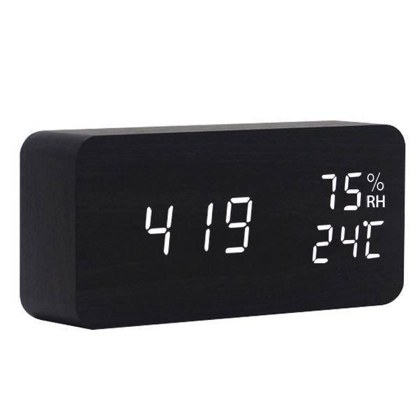 

desk & table clocks led wood clock home furnishing sound control intelligence alarm originality noctilucent mute humiture