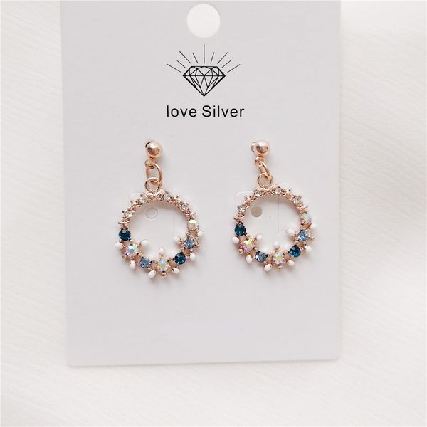 

drop earrings charms womans stud earring round ladies wedding fashion girls korean yellow gold color vintage zinc alloy brincos, Silver