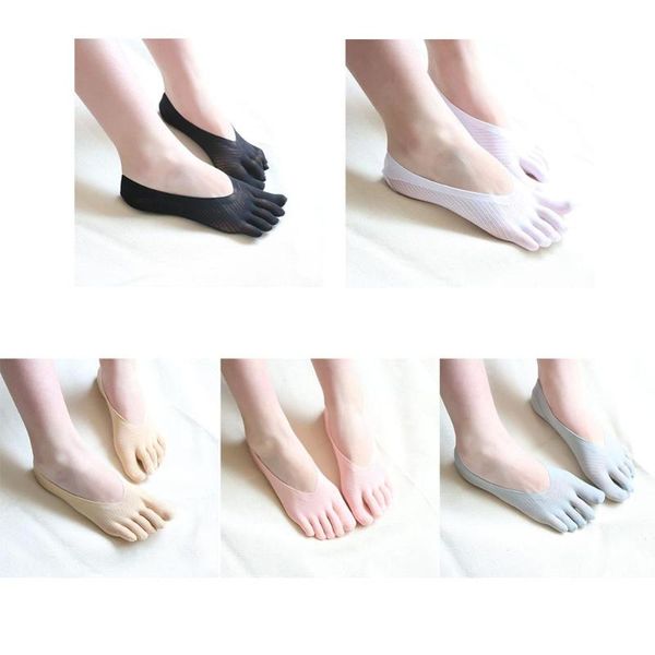 

socks & hosiery 1 pair arrival fashion five toe sock women's slippers invisibility for solid color finger meias, Black;white