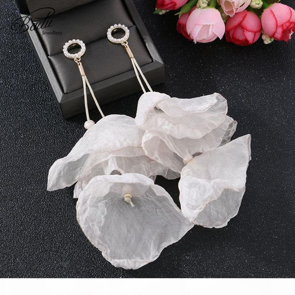 

badu длинная charm падение серьга для женщин 5 ярких цветами пряжи цветок падения серьга 2019 моды лето ювелирных изделий ручной работы whol, Golden