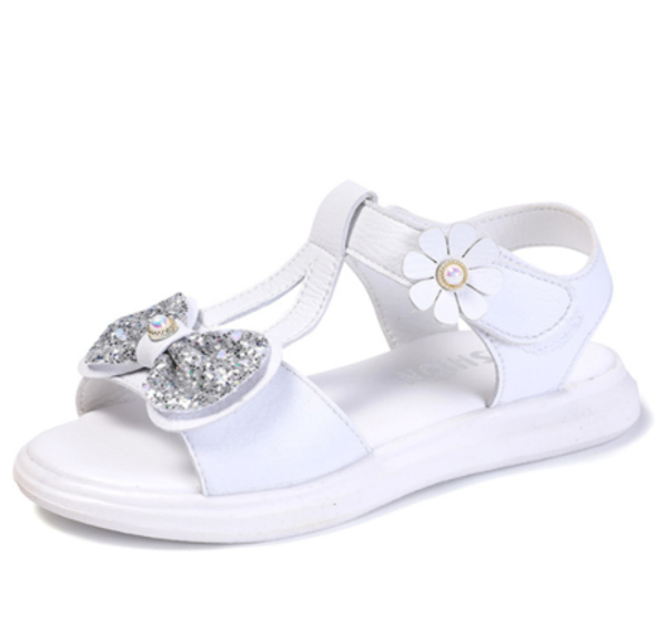 

2020 new girls summer sandals children's flats shoes girl princess bow little girl over the children shoes size 27-37, Black;red
