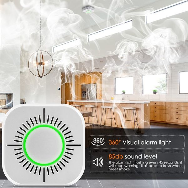 

3 in 1 rf 433mhz smoke detector wireless fire alarm independent smoke sensor work with rf bridge home smart security, Black;white