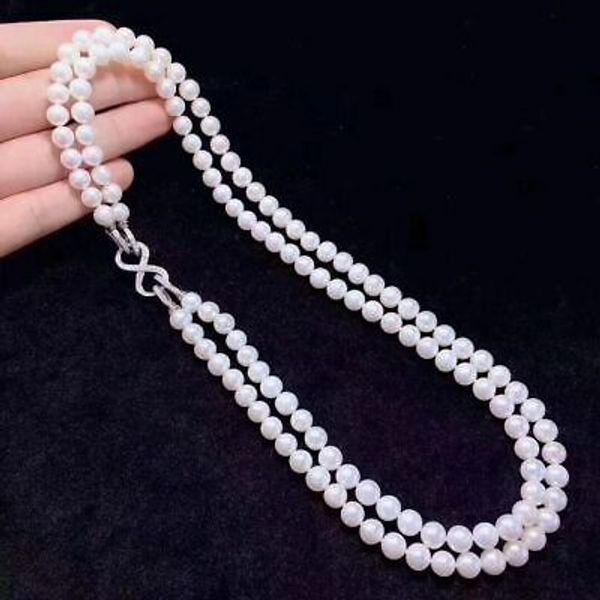 

two strand9-10mm south sea white round pearl necklace 18"-19, Silver