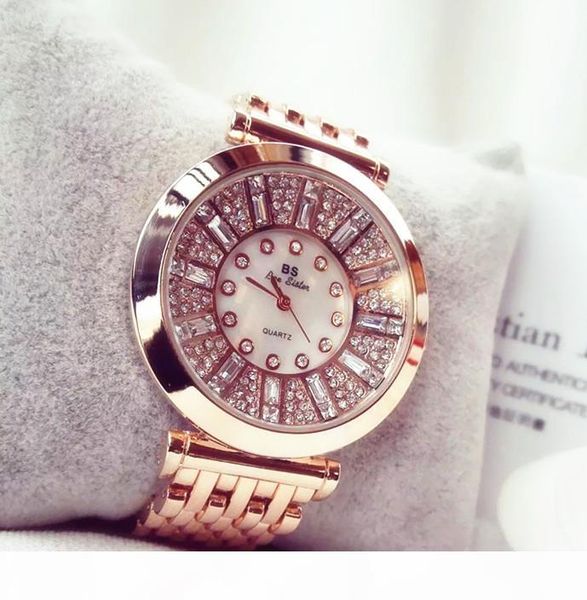 

новейший бренд моды для женщин часы высокого качества австрийской алмазный женщины горный хрусталь часы, розовое золото женщина леди платье, Slivery;brown