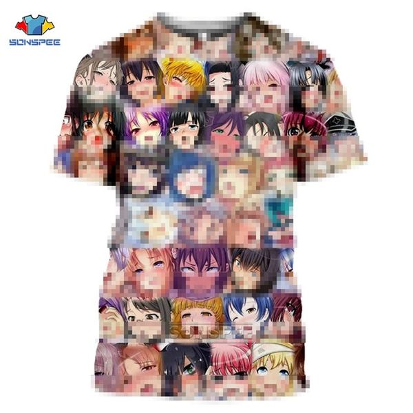 

japan hentai anime ahegao summer men 3d print shirts plus size hippie hentai men clothing