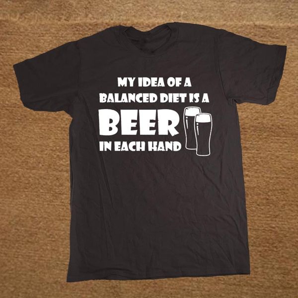 

a balanced diet is a beer in each hand drinking bar funny t shirt tshirt men cotton short sleeve t-shirt tees