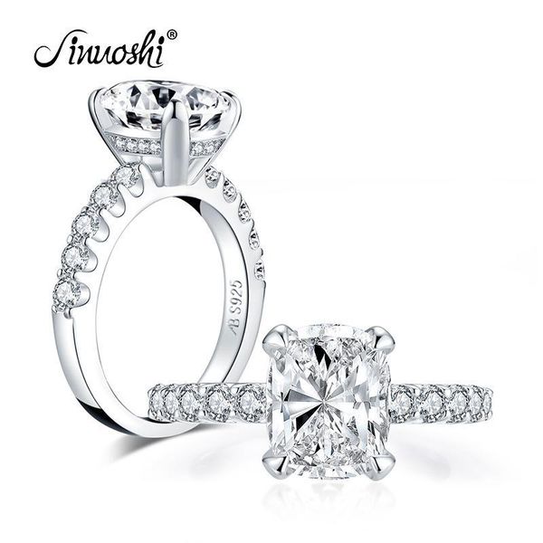 

simulated diamond wedding ring 3ct sterling jewelry silver bridal ring 925 cushion 8x10mm y200106 engagement halo cut gifts ainuoshi qotqx, Slivery;golden