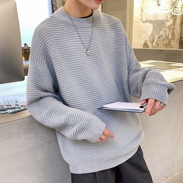 

oversized o-neck sweater men casual autumn winter warm sweater pullover male loose knitted male sweaters, White;black