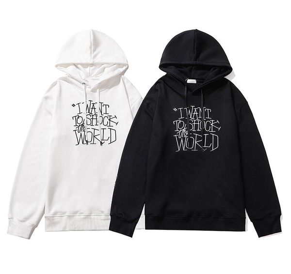 

20fw мода толстовка для мужчин letters печатных женщин кофта homme пуловеры streetwear капюшон вышивки топы одежды для мужчин, Black