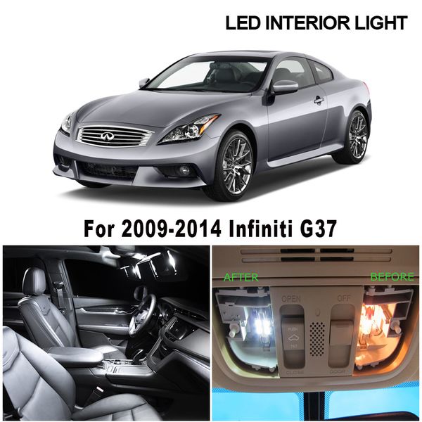

13 x white error led light interior package kit for 2009-2014 infiniti g37 map dome reading ceiling trunk cargo lamp