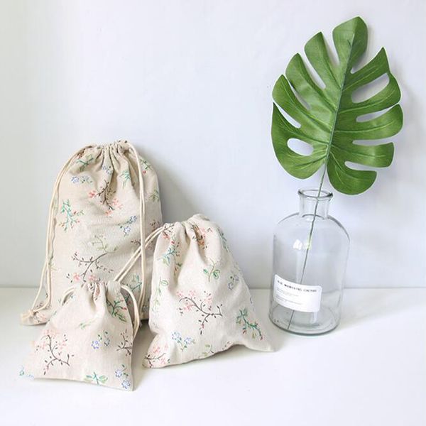 

3pcs/set handmade cotton linen storage package bag drawstring bag small coin purse women small cloth christmas gift pouch