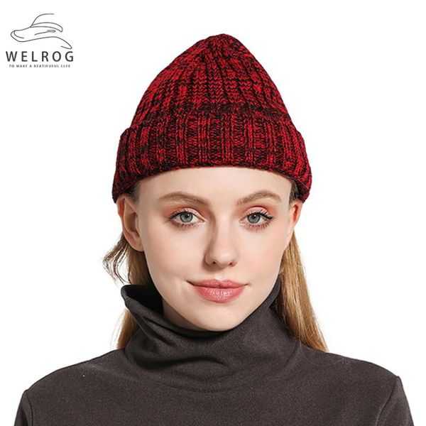 

beanie/skull caps welrog woolen casual skullies hats mixed color coarse wool thick warm winter outdoors anti wind, Blue;gray