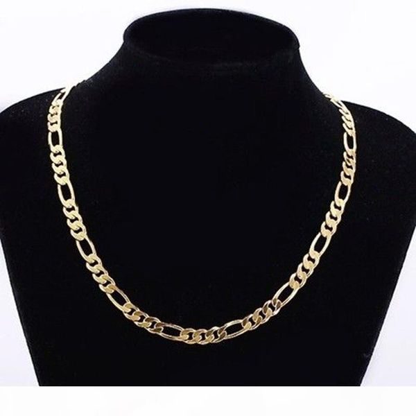 

мђжка 24k solid gold gf 8мм иалнкий figaro звено епи ожеѬеле 24 дймов, Silver