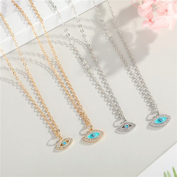 

1pc fahion evil eye pendant necklaces for women gold color party choker mascot lucky ornaments jewelry gift, Silver
