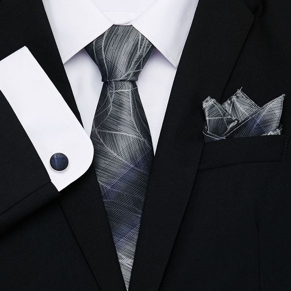 

100% silk tie 8cm tie set paisley floral necktie handkerchief ties set men cotton cravat neckties mens 2020 gravatas, Black;gray