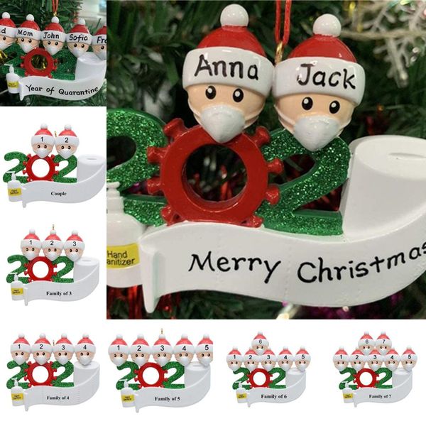 

us stock quarantine theme 2020 christmas tree decorations santa claus doll party gift personalized name ornament social distancing gifts