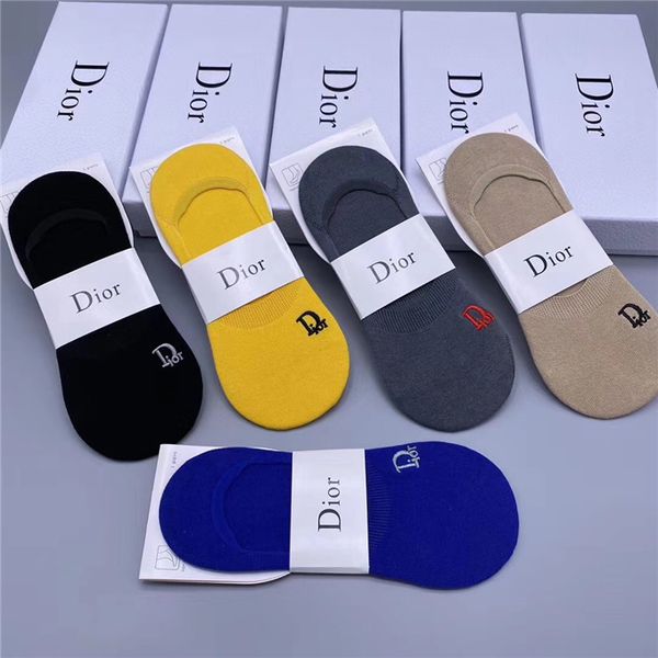 

di̴or men's socks four seasons deodorant low to help sweat short tube sports socks fashion high-end embroidery men socks, Black