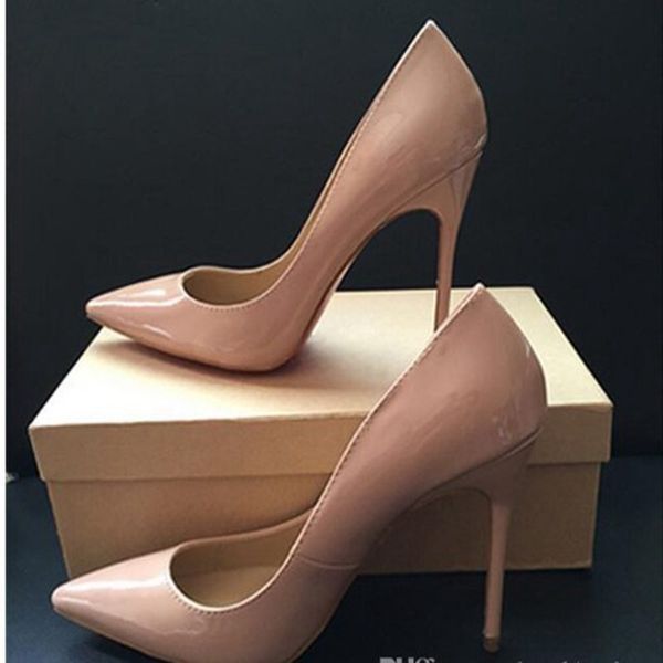 

delivery, fashionable and luxurious lady's red-soled high heels, patent leather party wedding shoes original box 34-43, Black