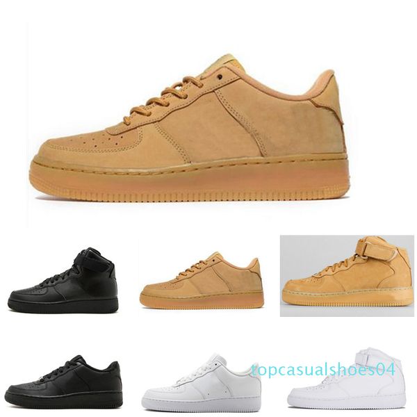 

2019 fashion cork men's women's 1 casual shoes high and low cut all white black brown casual shoes size 36-46 t04