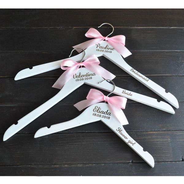 

hangers & racks personalized wedding hanger, engraving name wood bride, bridesmaid, flower girls hanger with pink ribbon, gifts