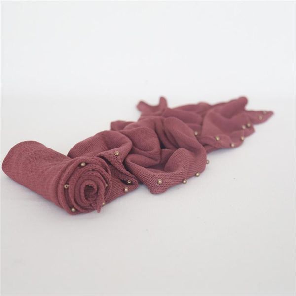 

mauve stretch wrap with pearl newborn swaddle cocoon jersey knit fabric baby girl boy posing layer newborn pgraphy props