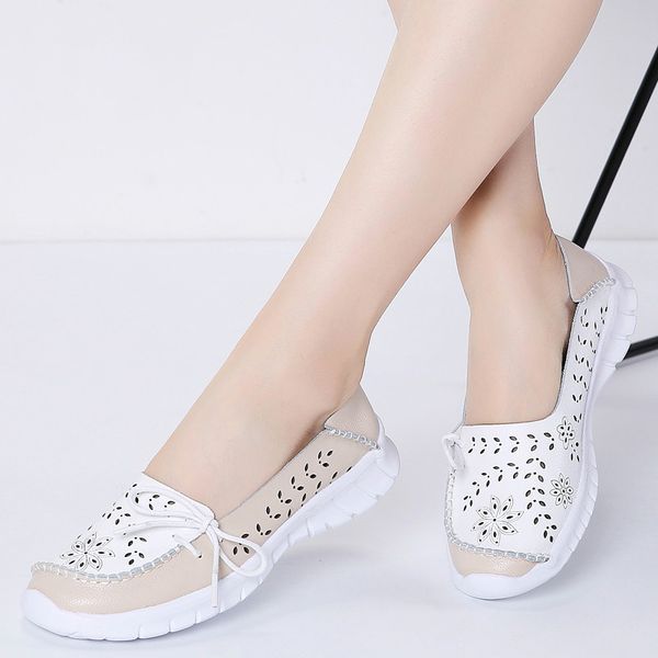 

2020 summer women flats genuine leather shoes slip on ballet flats ballerines woman moccasins flat loafers shoes, Black