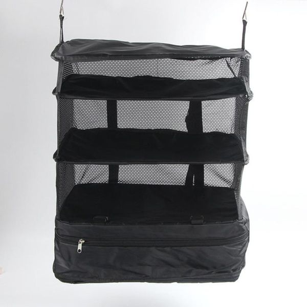 

portable travel storage bag hook hanging organizer wardrobe clothes storage rack holder travel suitcase shelves mj70912