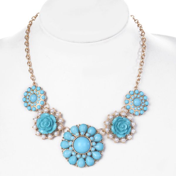 

европа и ожерелье с короткой цепью в ювелирной моде соединенных штатов свитера с розовым цветком является чистой и свежей прекрасной sautoir, Silver