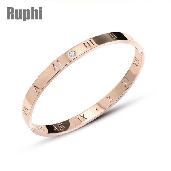 

titanium steel fine polished crysals rome digital minimalism lovers cuff bangle bracelet valentine's ornament jewelry, Black