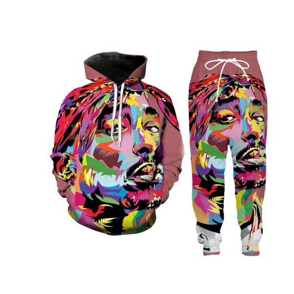 

new fashion mens/womens 2pac tupac funny 3d print hoodie+pants s111, Black