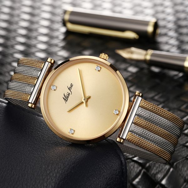 

high-end manufacturers spot ultra-thin fashion simple waterproof casual milan mesh belt quartz ladies watch trend, Slivery;brown