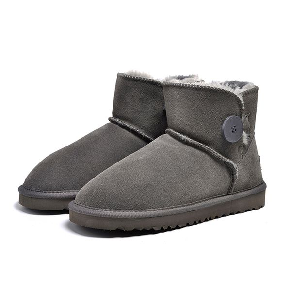 

warm fluff snow boots women short mini grey fur australia classic bailey knee tall winter boots leather designer mid ankle lady shoes 0903, Black