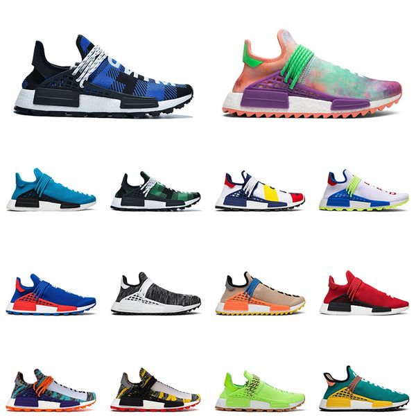 

человеческая гонка синий плед наружных мужчин женщин кроссовки pharrell williams hu nerd black heart mind orange mens trainer спортивные кро