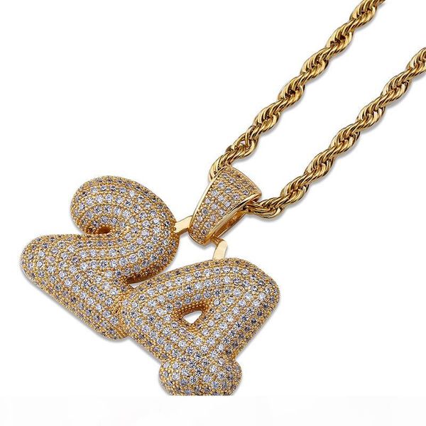 

letter 24 pendant necklace ice out gold silver jewelry men hip hop jewellry necklaces with cz