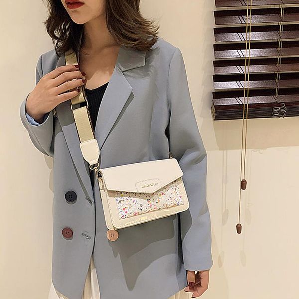 

pu leather crossbody bag square shoulder handbags women sequins splicing purse for outdoor shopping traveling ornaments