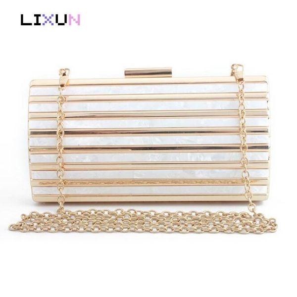 

women's acrylic marble striped evening bags party day clutch handmade wedding lock flap crossbody bags assurance purse clutches