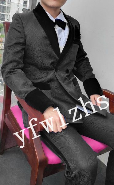 

красивый шаль лацкане groomsmen двубортный groom tuxedos мужские костюмы свадебные / выпускной вечер / ужин шафер blazer (куртка + брюки + t, Black;gray