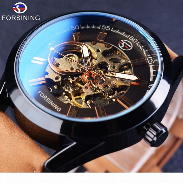 

forsining hollow decoration fashion men's watch automatic mechanical watch, Slivery;brown