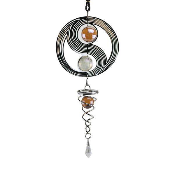 

car outdoor garden spiral pendant with crystal ball yinyang tai wind chimes