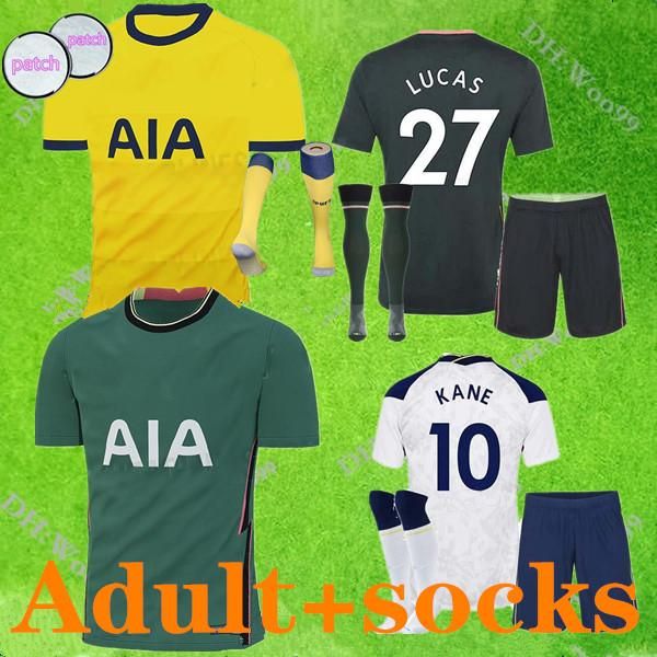 

20 21 kane son bergwijn soccer jerseys  2020 2021 lucas spurs dele tottenham football shirt set ndombele kit + socks uniforms, Black