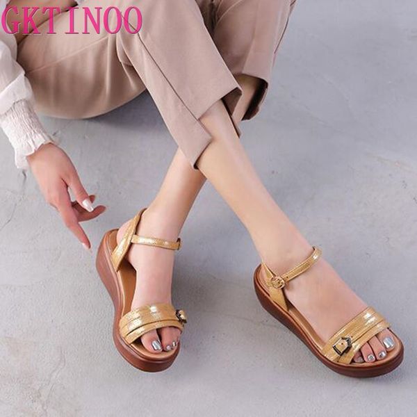 

gktinoo summer platform sandals 2020 fashion women strap gladiator sandal wedges shoes casual woman peep toe espadrille femme, Black