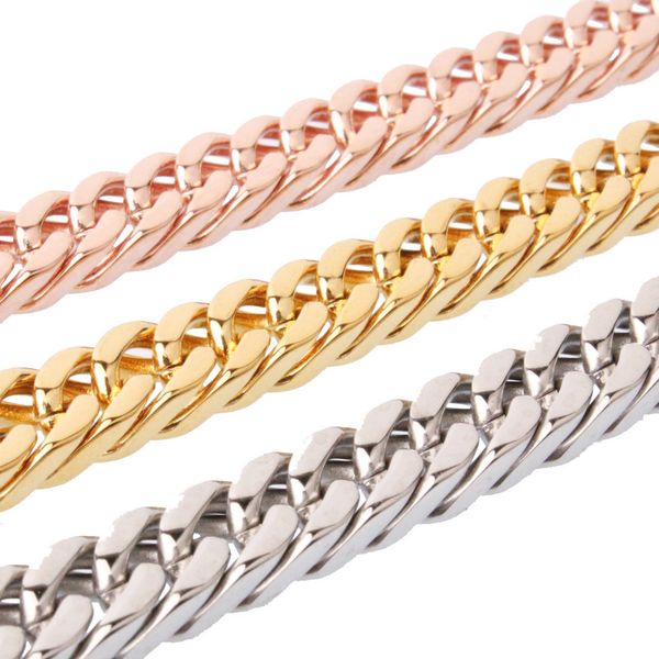 

men's fashion jewelry titanium steel stainless steel double buckle gold silver rose gold necklace 8mm60cm