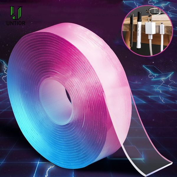 

bath accessory set untior traceless washable adhesive tape reusable removable transparent double-sided nano bathroom kitchen accessories